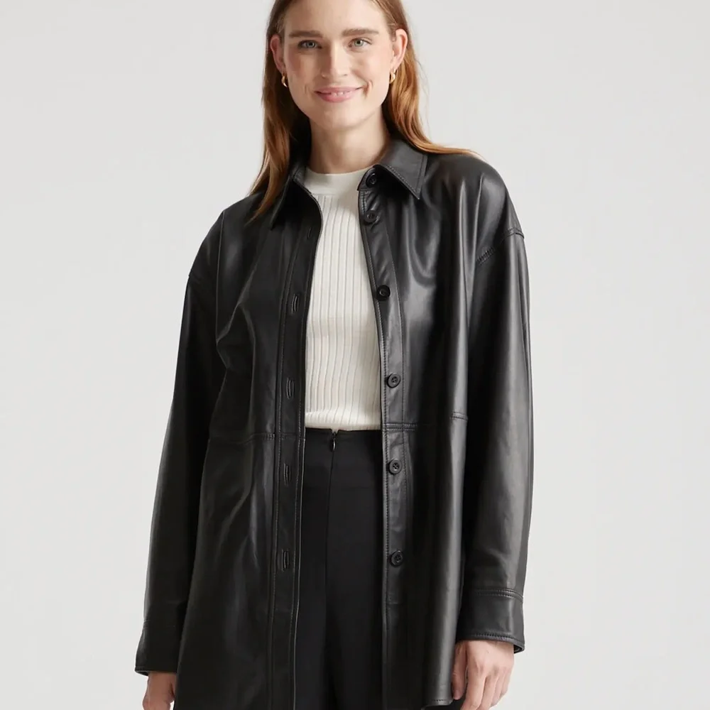 NWT Quince 100% Leather Shirt Jacket - Picture 6 of 14